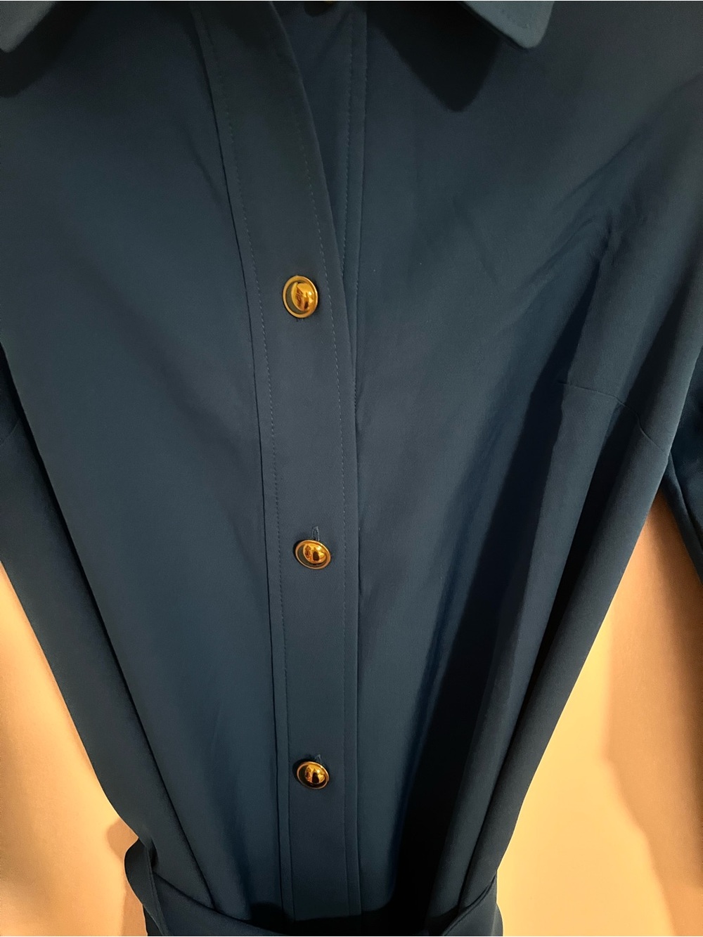 Tuckernuck Royal Blue Midi Shirt Dress with Gold Buttons - Picture 10 of 11